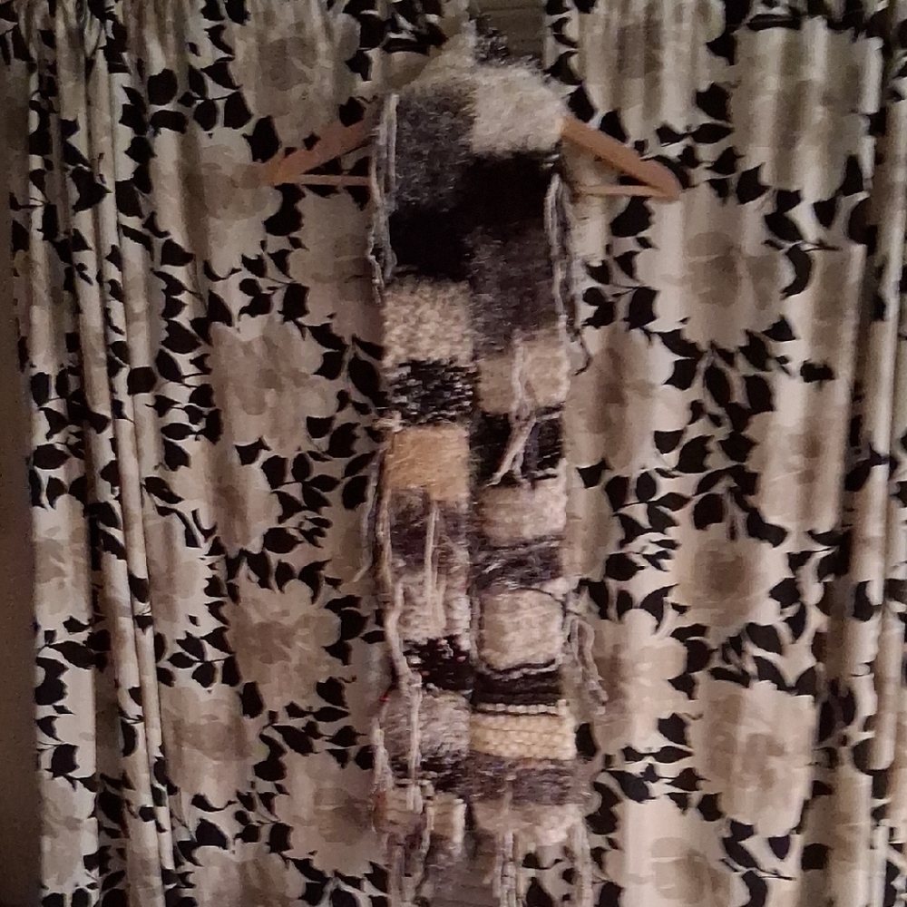 Cozy Patchwork Knit Scarf - Black, Gray, Cream